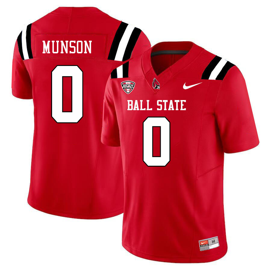 Ball State Cardinals #0 Nick Munson College Football Jerseys Stitched Sale-Cardinal